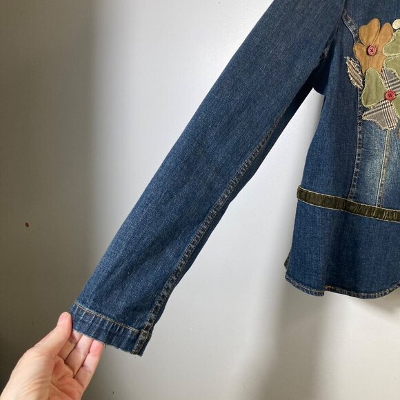 Womens Vintage‎ West Palm Blues Embroidered Denim Jacket Flowers Blue M - Picture 6 of 9